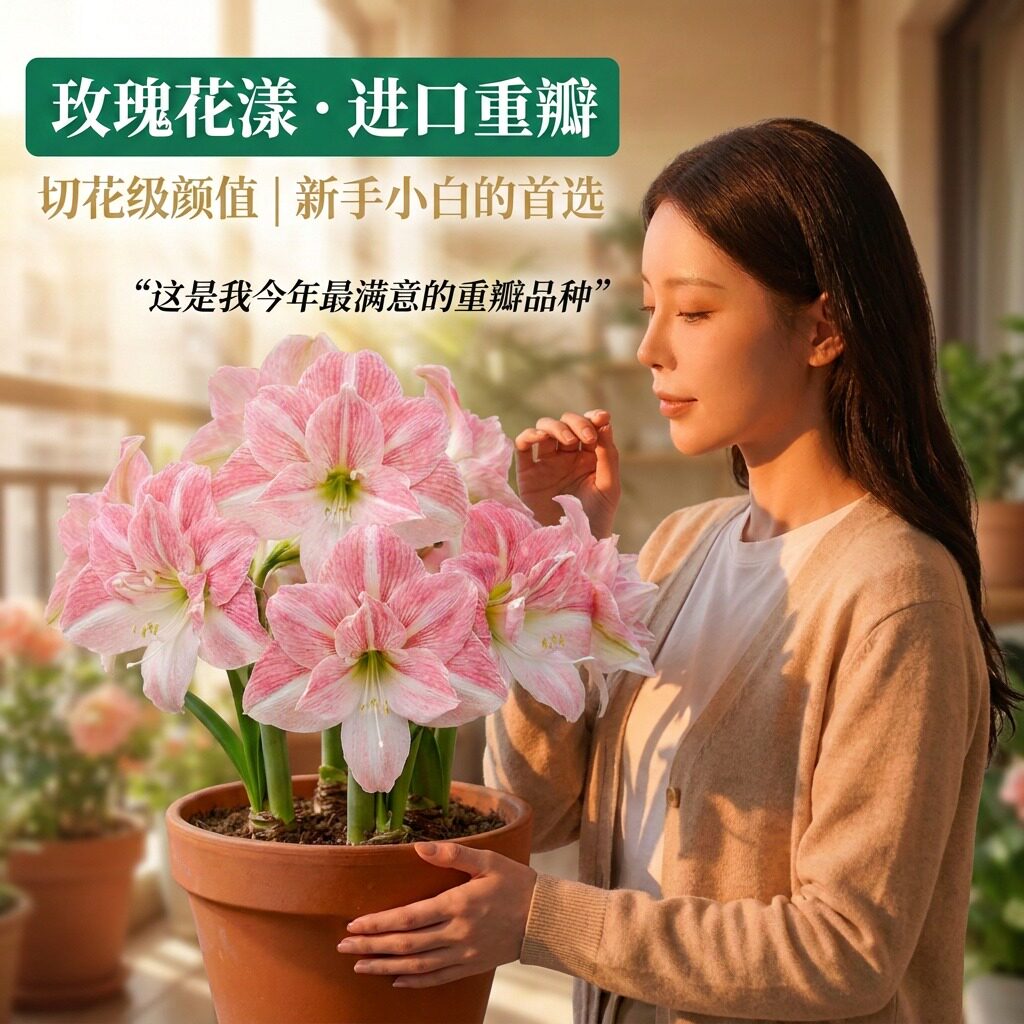 朱顶红种球进口重瓣大种球裸根直发玫瑰花漾阳台花卉阿弗雷办公室
