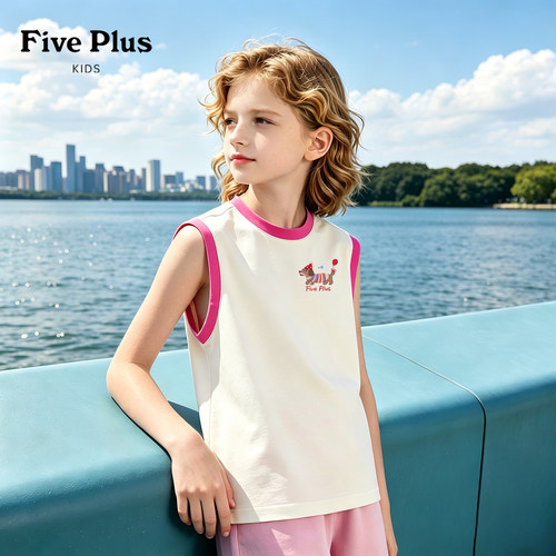 Five Plus童装女童背心2026新款夏装女孩洋气无袖t恤薄款儿童上衣