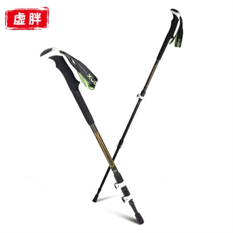 3K碳高端碳素超轻外锁折叠伸缩登山杖拐杖拐棍加粗专业重装款手杖