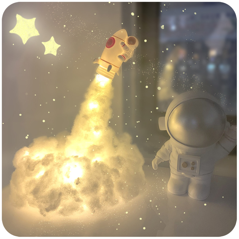 核弹灯diy火箭小夜灯宇航员云朵灯卧室女生可爱氛围气氛床头灯