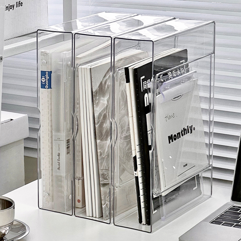 亚克力文件架办公室多层档案资料收纳盒桌面上书立书架整理置物架