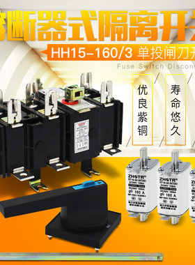 hh15(qsa)160/3熔断式隔离开关160A三相单投转换刀熔开关T3紫铜