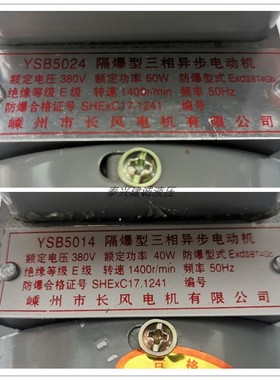 YSB5014隔防爆三相异步电动机YSB5024/YSB5624嵊州长风油泵电机