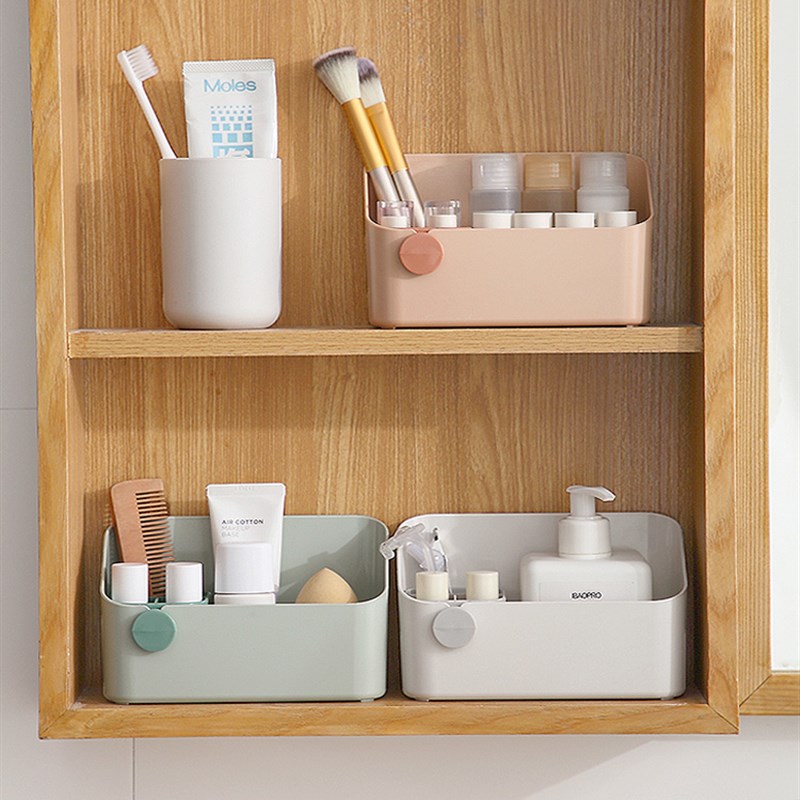 洗漱台镜柜化妆品收纳盒梳妆台多功能桌面窄分格护肤品口红置物架