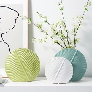 饰品 北欧轻奢风陶瓷小花瓶摆件插花玄关客厅电视柜餐桌干花家居装