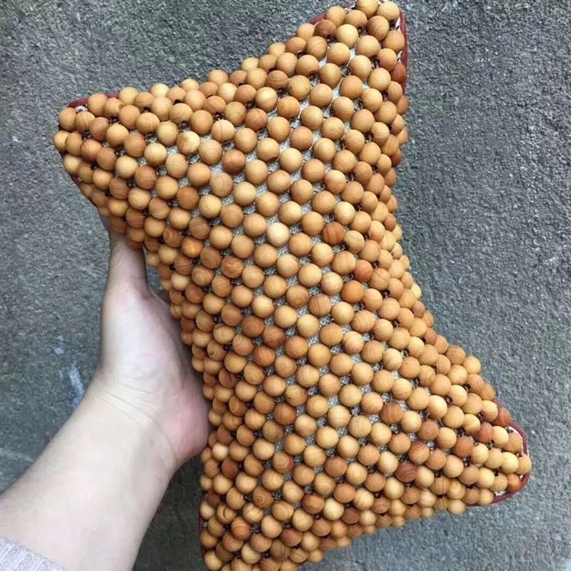 崖柏夏季汽车木珠头枕护颈枕按摩清凉透气枕头简约车载车内装饰