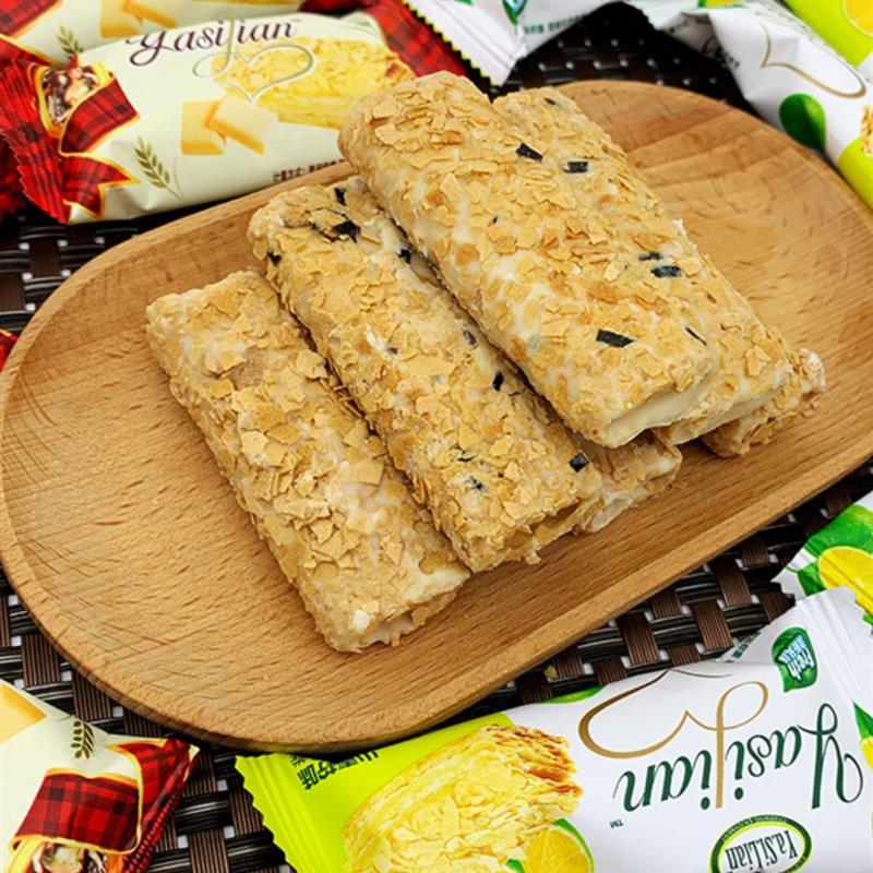 新日期松脆麦片千层酥蛋卷松塔形燕麦酥饼干小青柠味空心酥爆脆滋