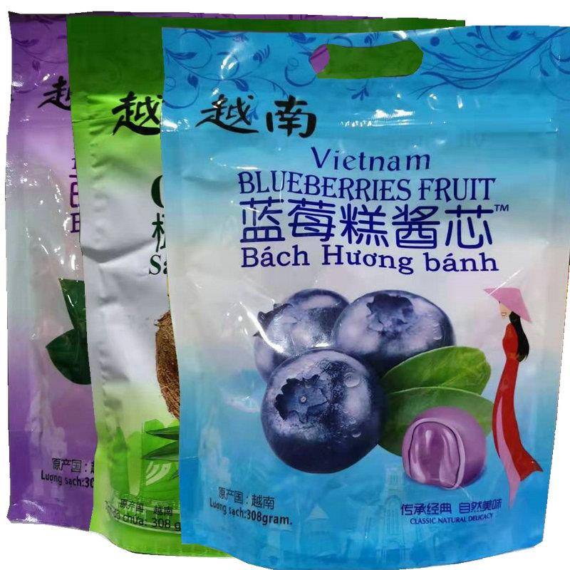 越南糖果越南爆浆软糖蓝莓椰子百香果糕酱芯308g零食小吃休闲