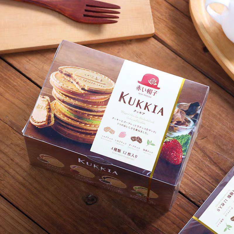 巧克力抹茶夹心饼干日本进口红帽子kukkia夹心饼干牛奶巧克