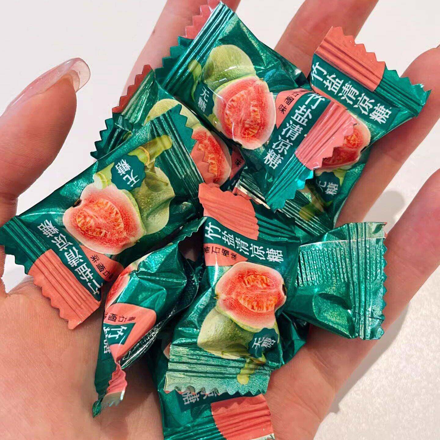 番石榴味竹盐清凉糖咸柠檬薄荷糖竹盐芭乐糖甄凉芭乐糖芭乐清凉糖
