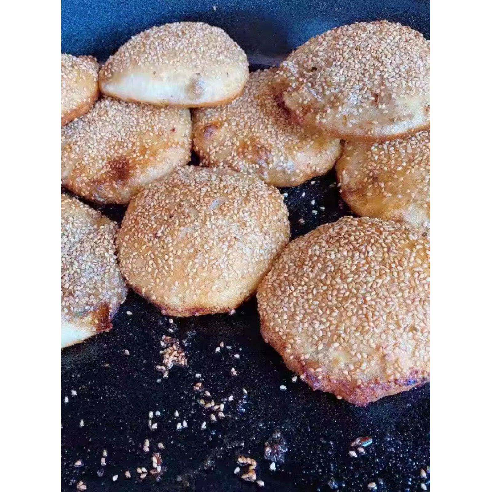 传统凹锅烘焙肉饼子天门特色芝麻猪油饼小吃1份6个(拍两份送1个)