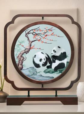 苏绣摆件手工双面图案刺绣摆台送礼中国风工艺品外国人高端礼品