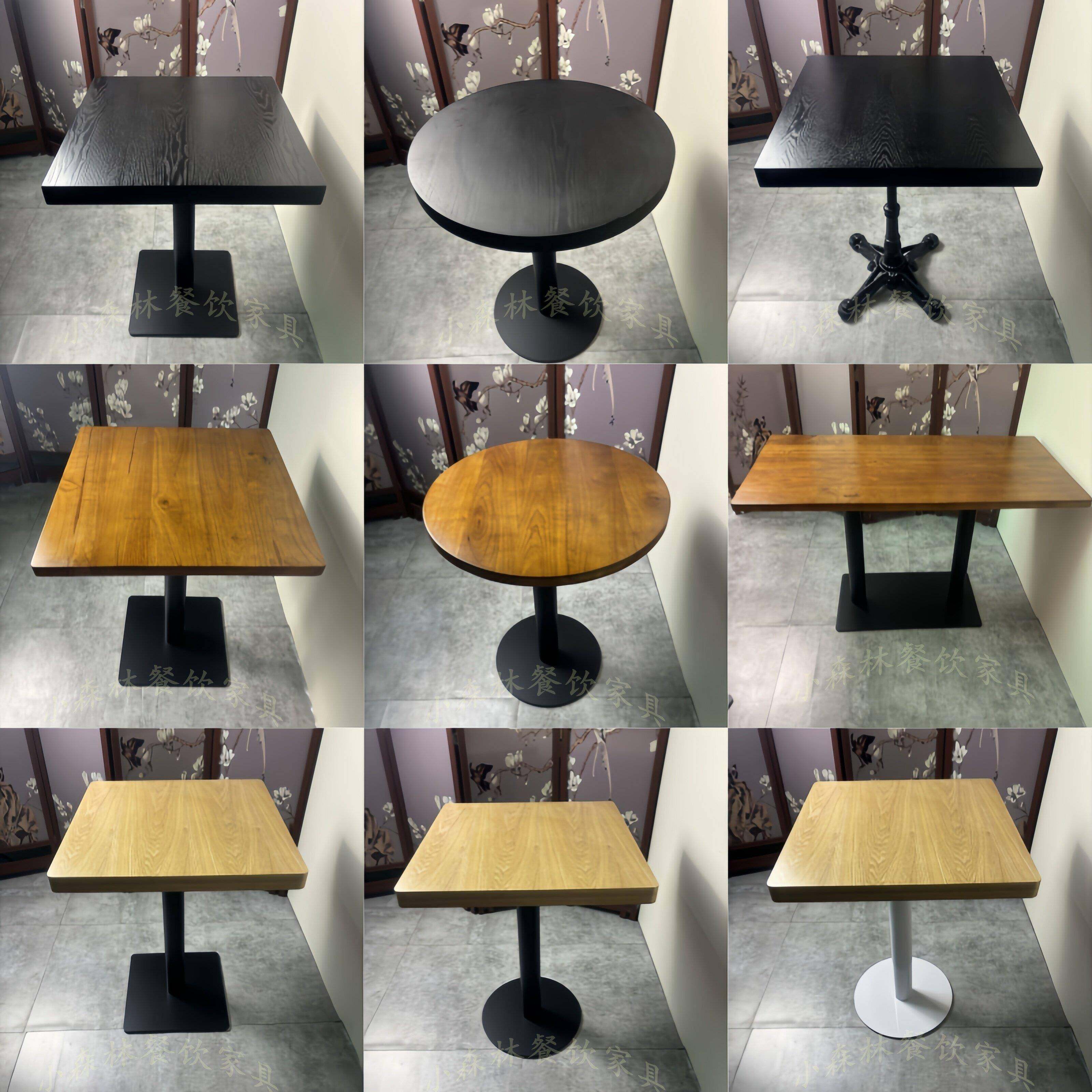 复古咖啡厅桌椅组合奶茶店清吧实木桌椅藤编椅轻食店西餐厅桌椅