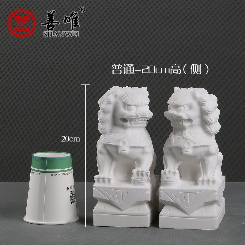 中式轻奢石雕汉白m玉青石大理石石狮子一对看门家用小摆件墓地庭