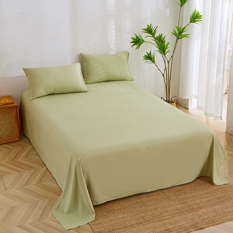 牀单单件水洗f棉柔软亲肤单人学生宿舍被单纯色简约双人牀加大四