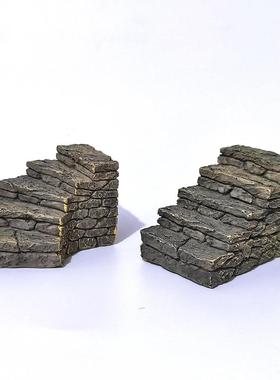 微景观覆古人造台阶、石阶、楼梯、梯子、石块、盆景假山、景观美