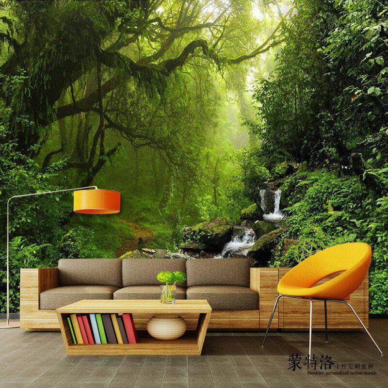 3d立体大自然森林风景壁纸8d客厅电视背景墙纸沙发影视墙装饰壁画