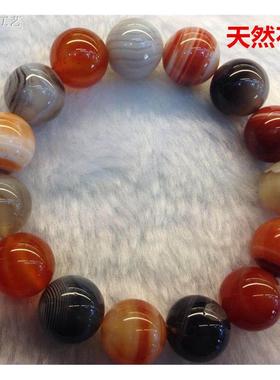 南京精品天然雨花石手錬多色玛瑙红手串原石礼盒装情侣男女玉