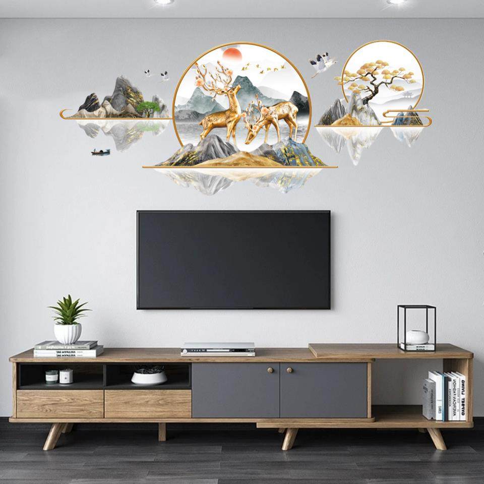 客厅电视背景墙装饰水墨山水画自粘中国风墙贴纸卧室床头温馨贴纸,家居饰品,软装墙贴,淘宝优惠券,粉丝福利购,淘宝优惠卷