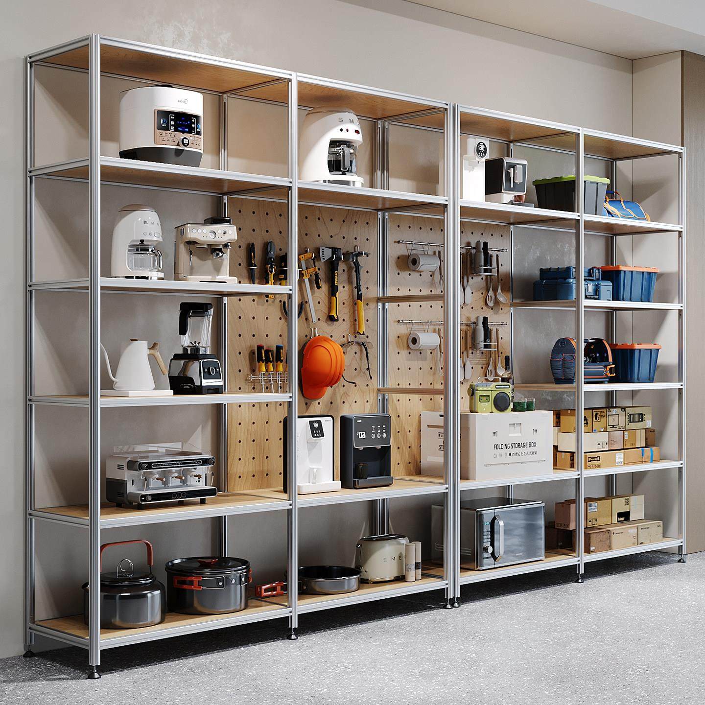 工业风铝型材多层隔板置物架工具箱展示架货架样品储物收纳柜落地,商业/办公家具,置物架/陈列架/储物架/展示架,淘宝优惠券,粉丝福利购,淘宝优惠卷