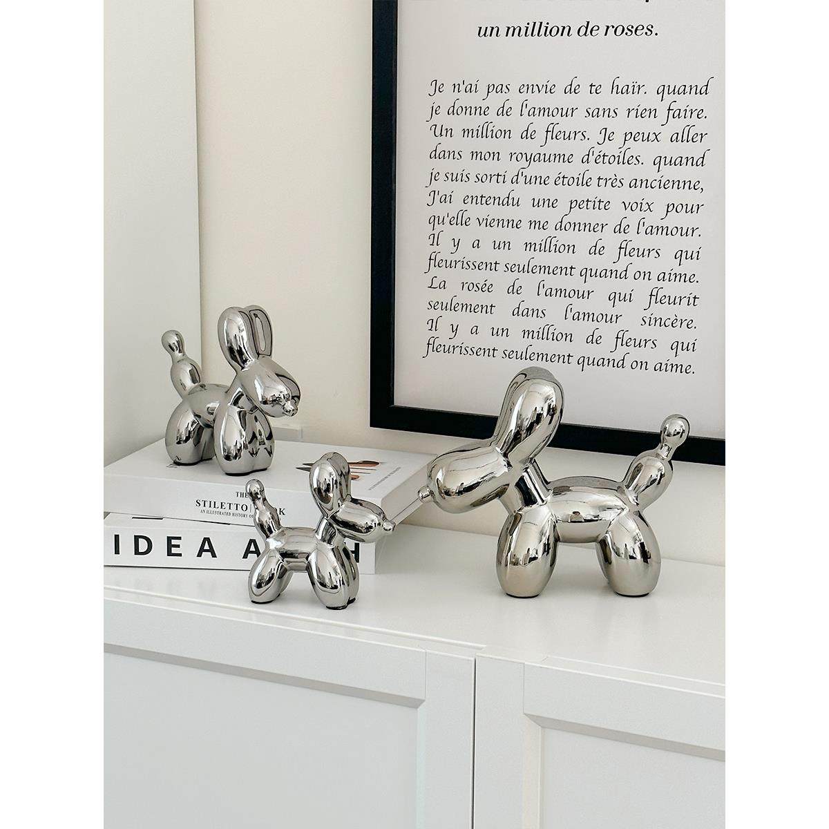 轻奢工艺品银色气球狗入口装饰摆件客厅桌面酒柜乔装礼品高端,家居饰品,装饰摆件,淘宝优惠券,粉丝福利购,淘宝优惠卷