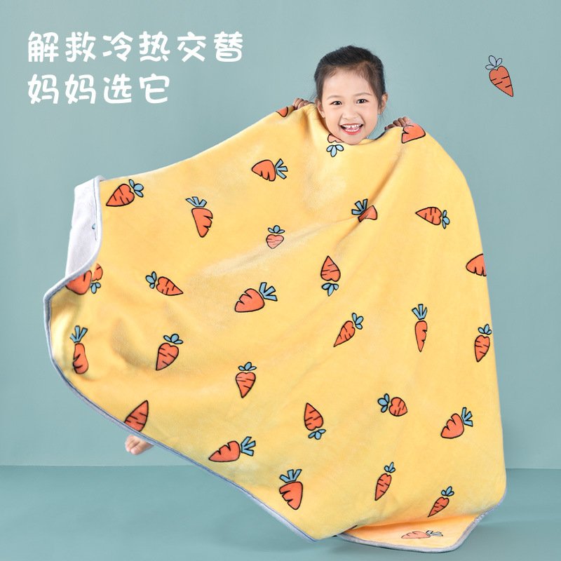 毛毛雨儿童毛毯双层加厚幼儿园盖毯午睡毯宝宝家用法兰绒毯子柔软