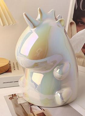 创意卡通独角兽抽纸盒陶瓷家用高档纸巾盒花瓶摆件置物架生日礼物