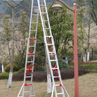 步步稳家用铝合金升降人字梯焊接加厚工程伸缩梯子户外折叠楼梯