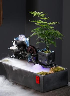 招财流水摆件水车水循环风水球客厅创意家居加湿器装饰品开业礼品