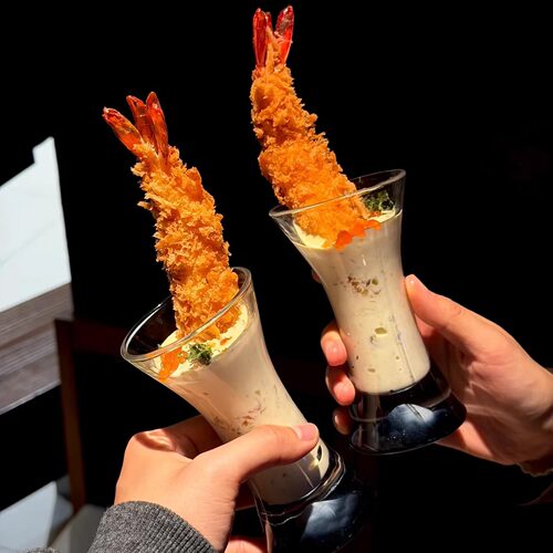 餐厅创意网红日式玻璃炸虾杯盘