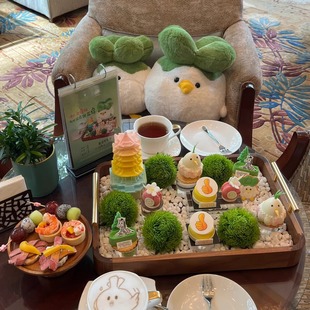 西餐下午茶甜品组合盘子餐具 点心胡桃木托盘法式 酒店田园风格 中式