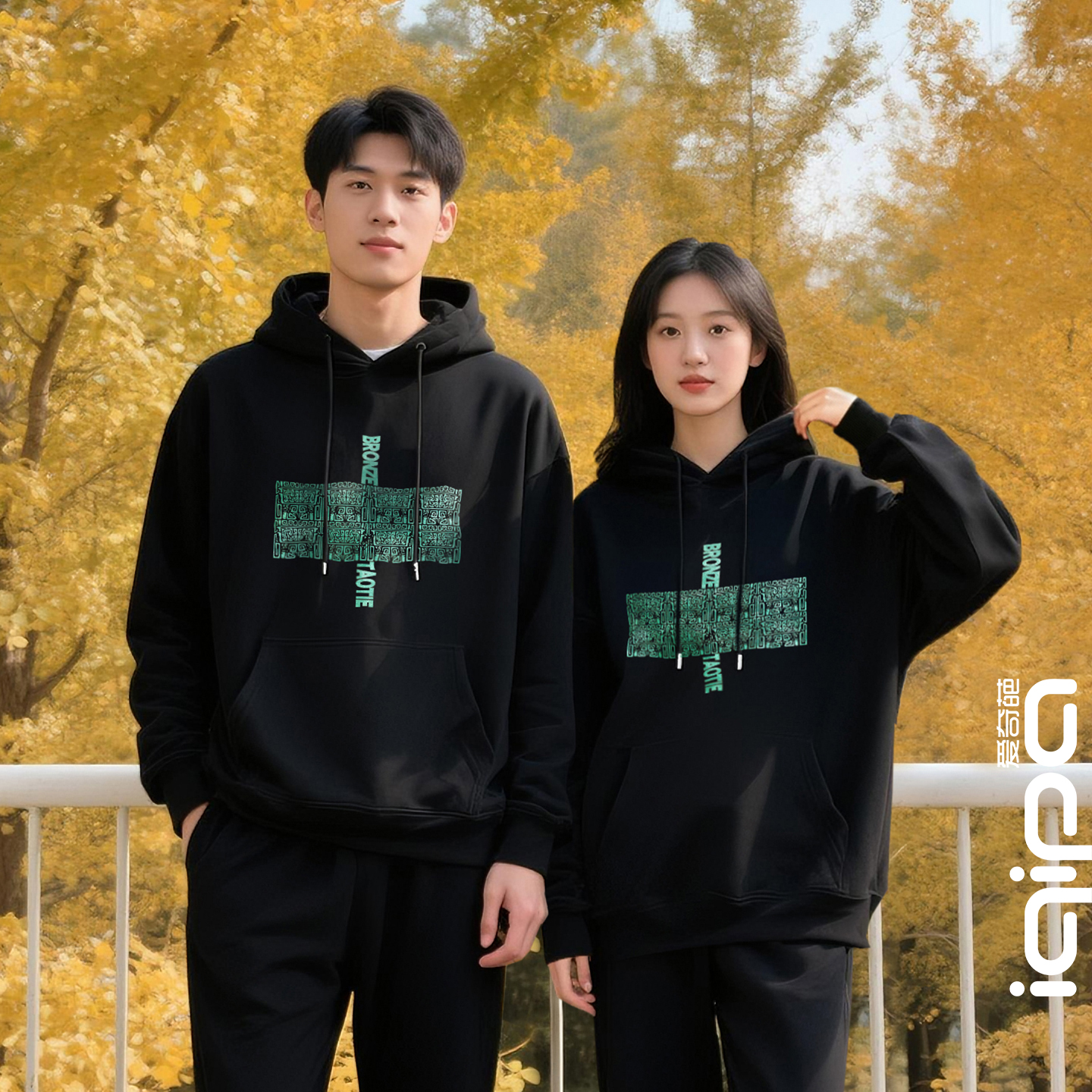 爱奇葩原创卫衣青铜兽面纹男女同款纯棉休闲文创连帽卫衣文化衫