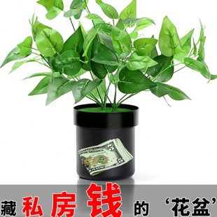 储物箱子迷你储钱收纳盒藏钱神器 花盆存钱罐创意带锁铁盒保险密码