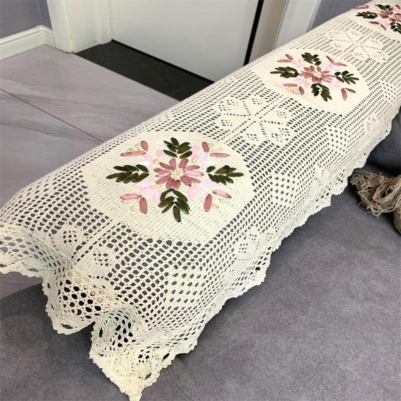 美式覆古田园棉线 线钩针沙发扶手电视柜鞋柜餐桌茶几布桌旗桌带