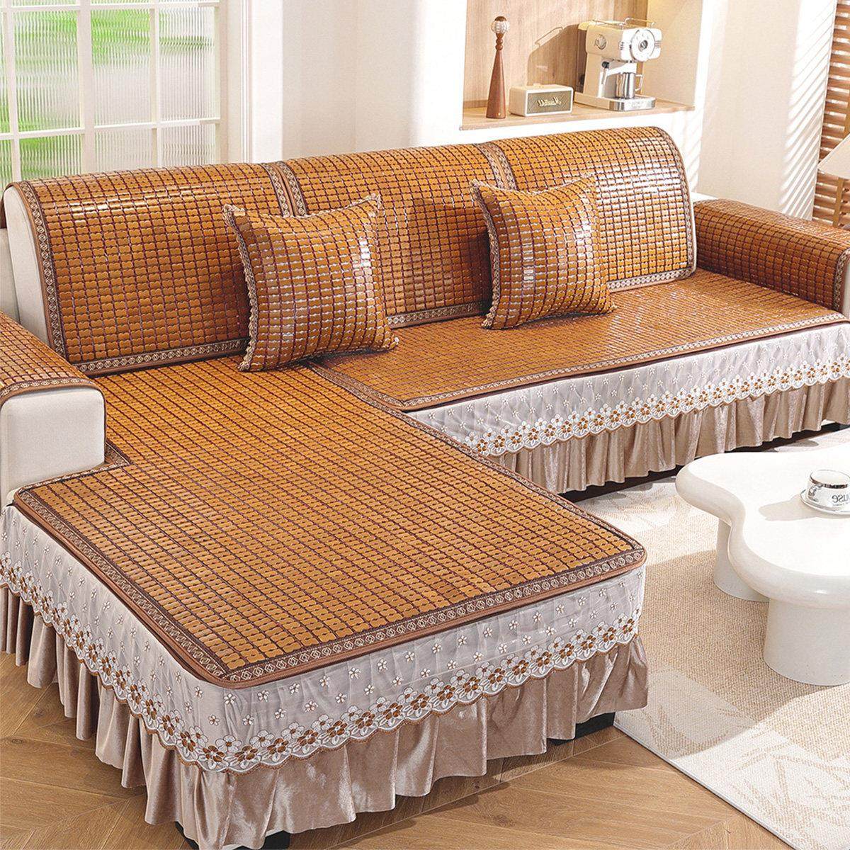 夏季沙发垫定制麻将凉席坐垫夏天款防滑竹垫子罩套裙摆竹凉垫定做