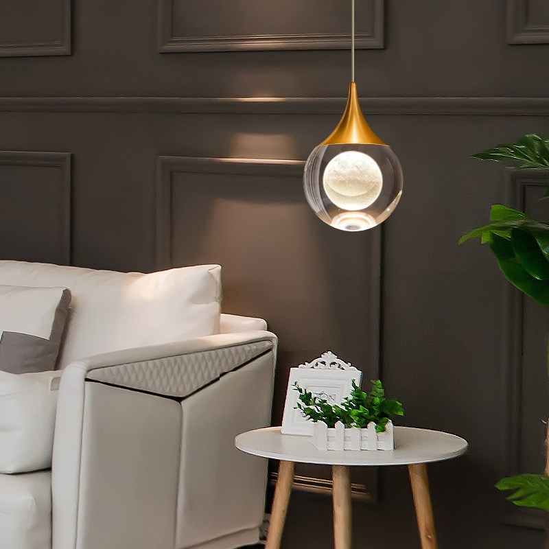 简约现代创意卧室床头吧台水晶吊灯新款家用客厅极简背景氛围吊灯