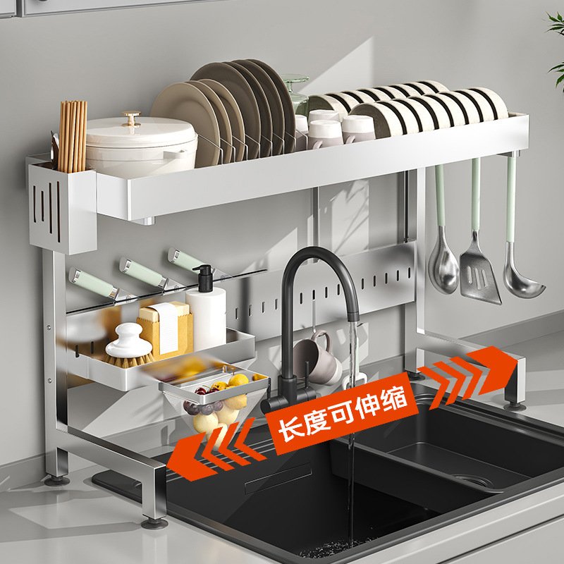 伸缩厨房置物架碗碟收纳架碗盘沥水架碗筷收纳架碗碟收纳架碗碟架