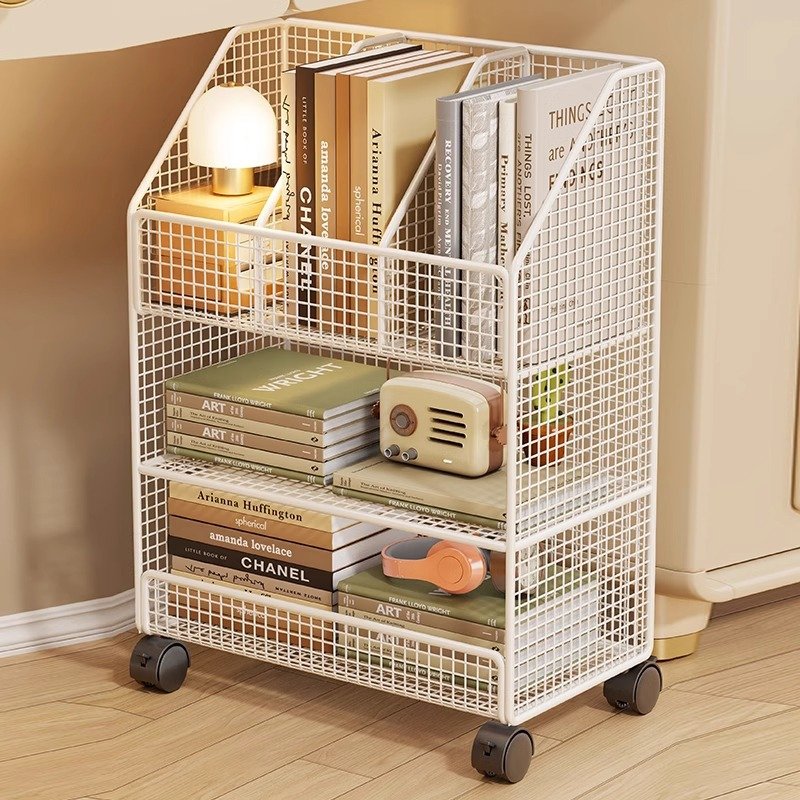 桌下置物架书桌旁小书架办公桌边落地可移动书本收纳滑轮小型架子