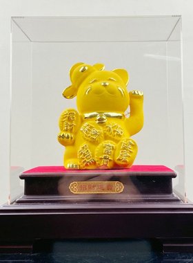 新款上市 绒沙金开运招财猫招财摆件 创意商务开业收银台礼品摆件