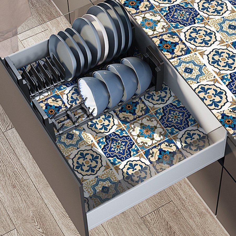 美式3d瓷砖贴桌面贴纸橱房灶台防油贴卫生间PVC自粘墙纸几何图案