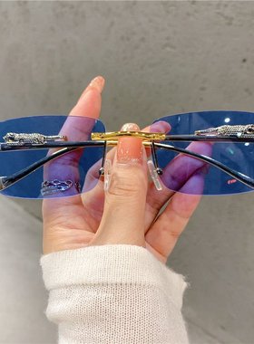 跨境时尚方形无框墨镜男女通用户外驾驶防强光潮流太阳镜现货