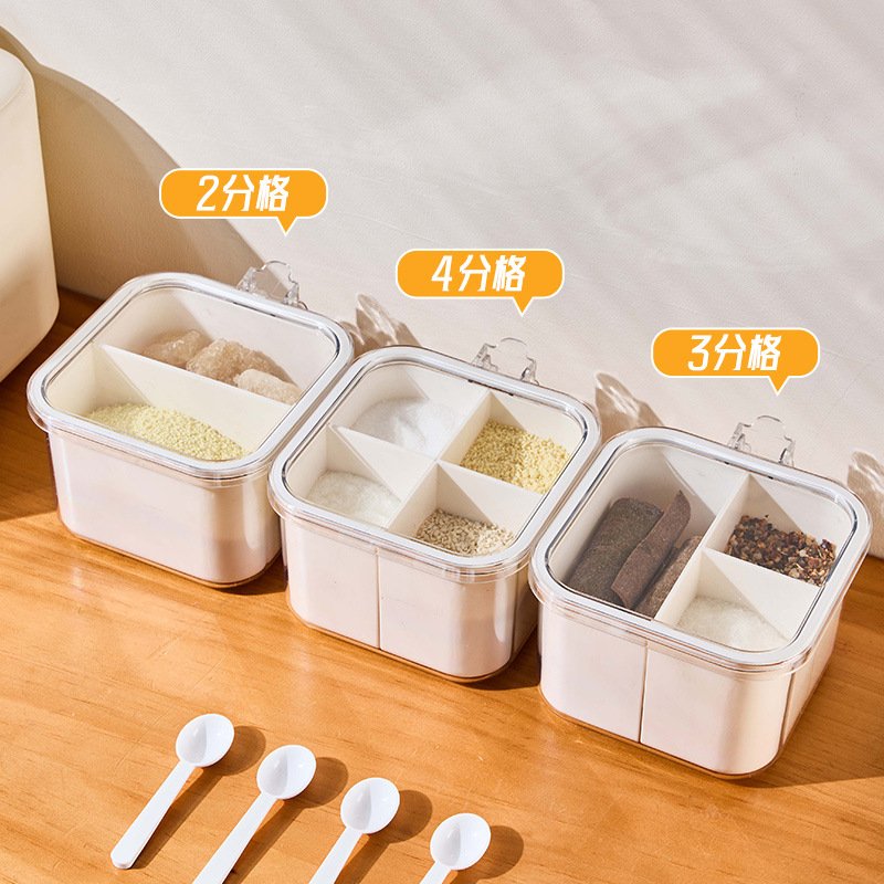 透明三合一调料盒盐罐调料瓶套装组合装塑料调味罐盐糖收纳盒