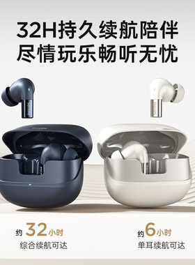飞利浦TAT3569新款真无线入耳式蓝牙耳机ANC手机通话音乐降噪跑步