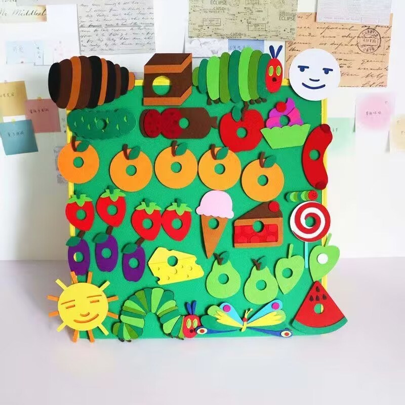 好饿的毛毛虫表演道具毛毡玩具英语绘本教具公开课儿童环创幼儿园