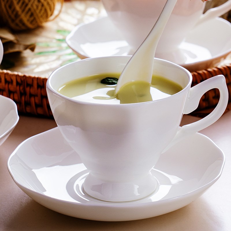 白色骨瓷英式挂耳咖啡杯套装陶瓷茶具牛奶杯子下午茶红茶待客家用