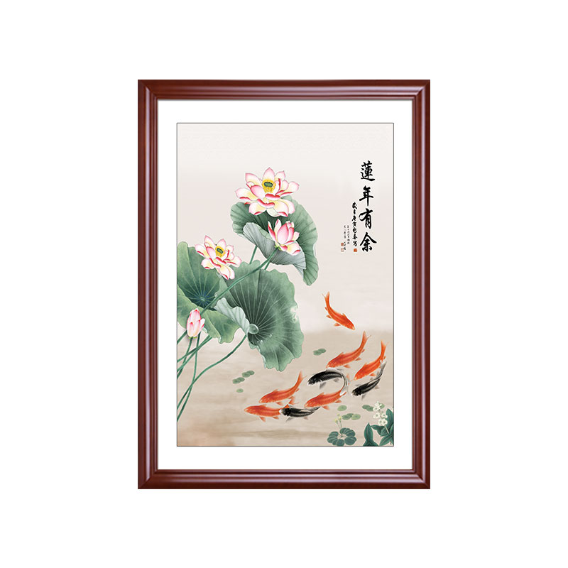 电表箱装饰画新h中式九鱼图竖版遮挡配电箱家用大尺寸挂画2021新图片