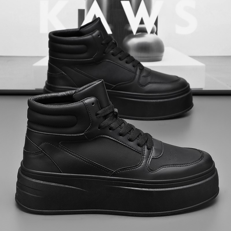 男鞋202e4新款秋季潮流百搭内增高休闲板鞋男士高帮皮面运动小白