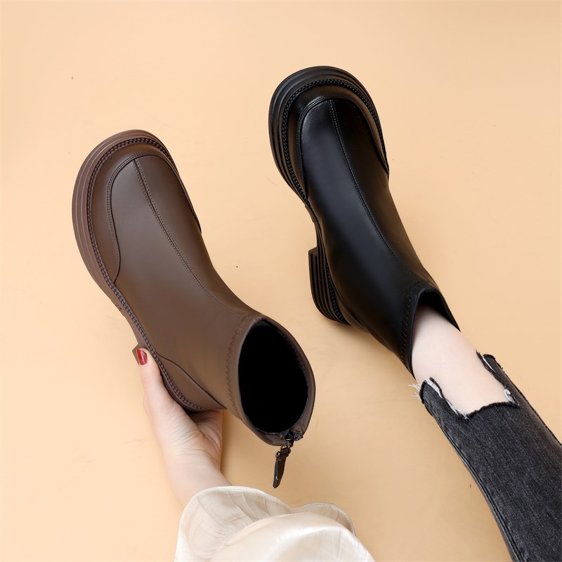 靴子女202g4新款英伦风加绒加厚瘦瘦马丁靴韩系平底短靴软底后拉