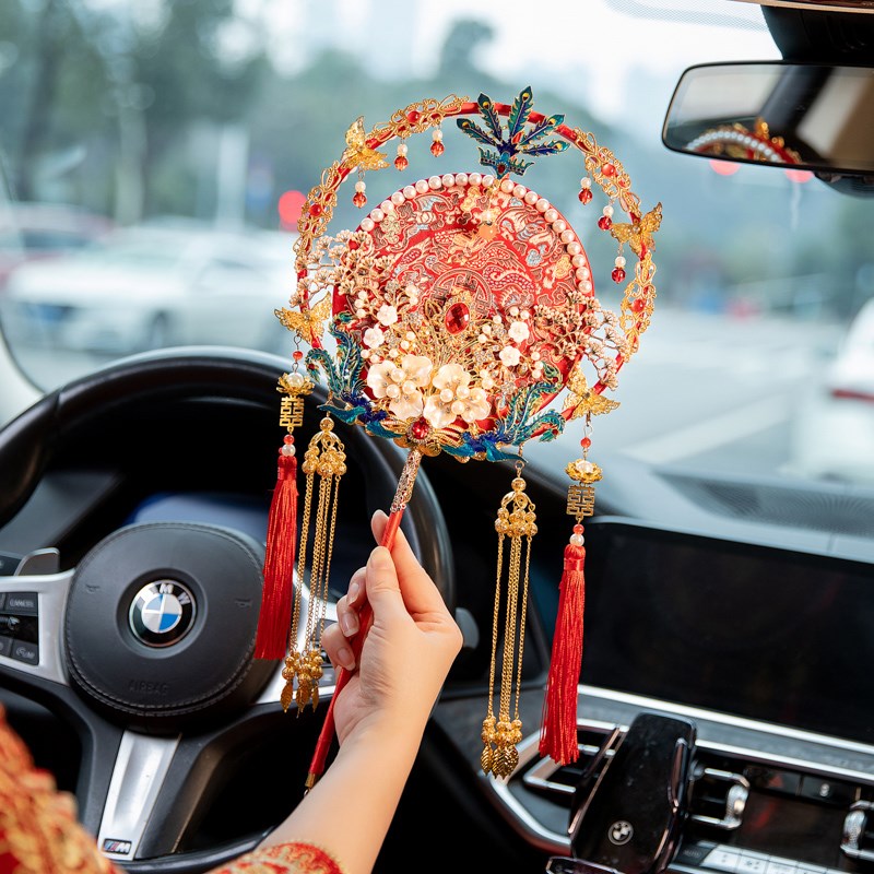 舞绣缘新娘团扇古风中式秀禾服扇子出嫁手工成品高级感diy材料包