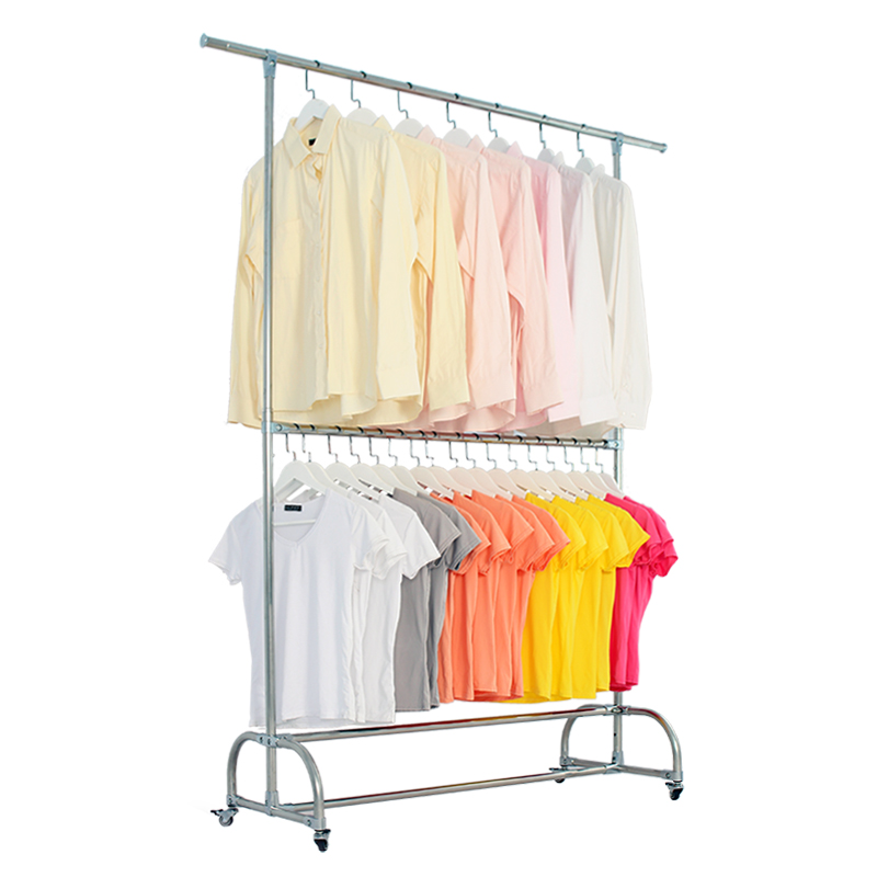干洗店服装厂f移动伸缩不锈钢落地加厚单杆式晒衣架晾衣架挂衣架